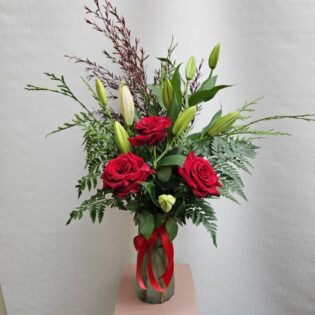 Roses & Lily in a vase