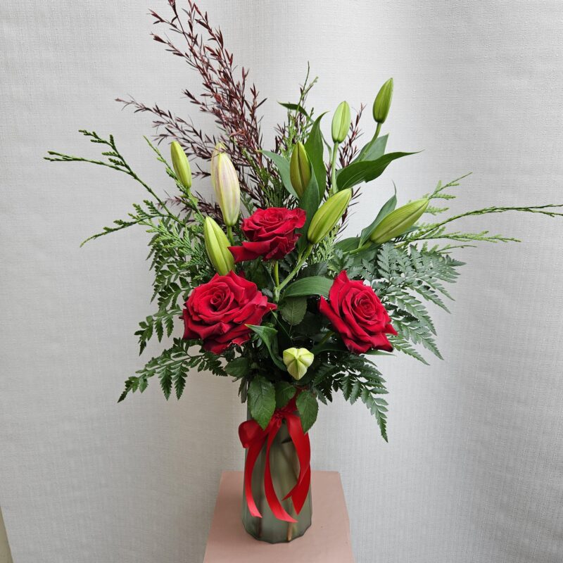 Roses & Lily in a vase